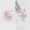 316L SURGICAL STEEL THREADLESS PUSH IN CZ HEART SNAKE COBRA TOP PART (ONLY)